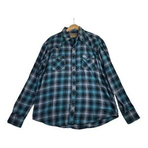Wrangler Retro Pearl Snap Button Long Sleeve Women's Shirt size‎ XXL Blue
